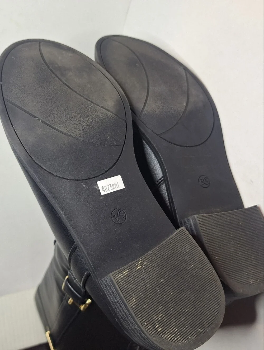 Karen Scott Faux Leather Black Tall Riding Boots Buckle Accent Wmns Size 8.5w WC